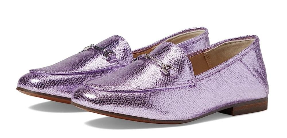 Sam Edelman Girls Loraine Slip On Loafers Kids Size 12 Metallic Lilac Purple NIB